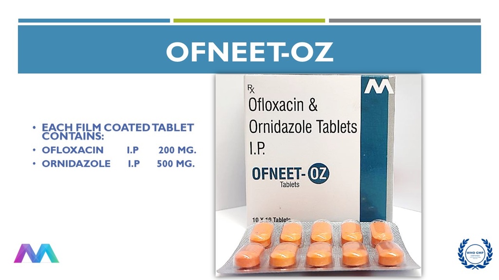 Ofloxacin 200mg + Ornidazole 500mg Tablet