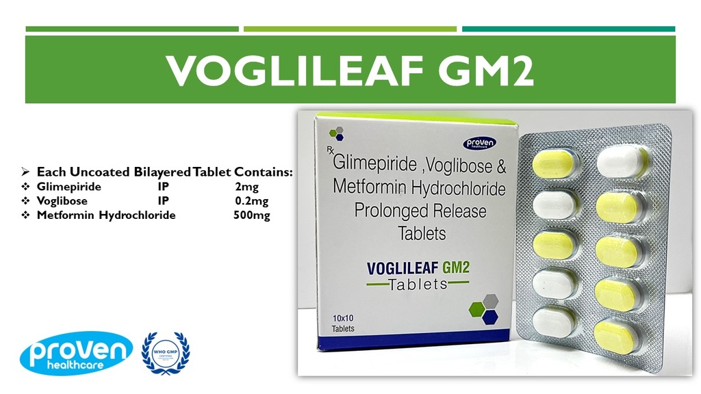 Voglibose 0.2 Mg + Metformin 500 SR Mg + Glimepiride 2 Mg | Tablet