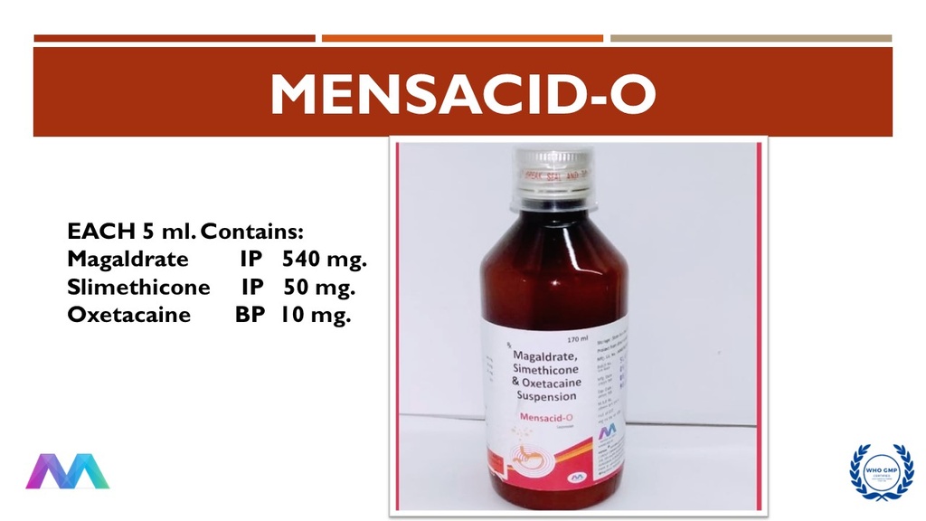 Megaldrate 540 Mg + Simethicone 50 Mg + Oxetacaine 10 Mg / 5 Ml