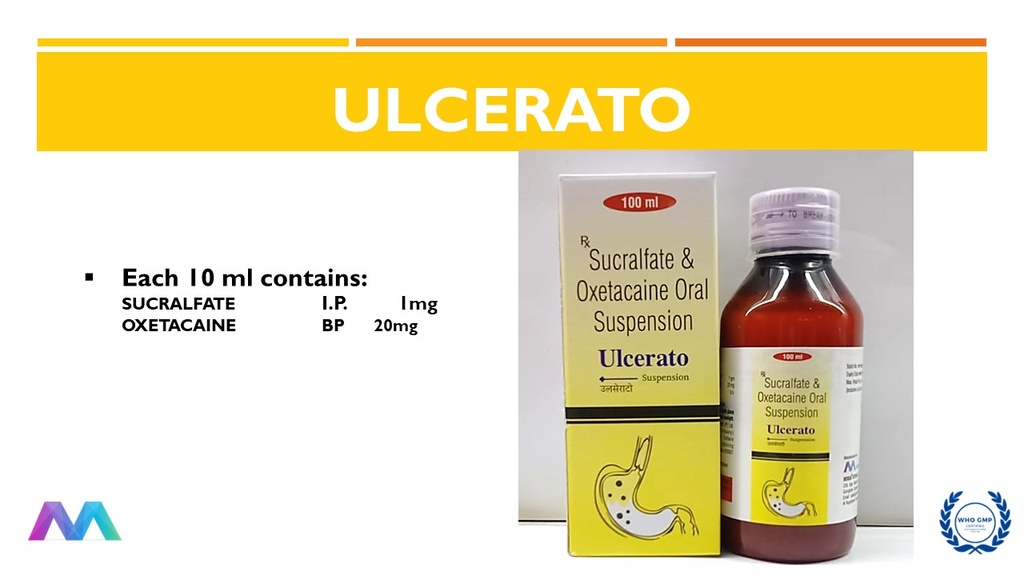 Sucralfate 1000 Mg + Oxetacaine 10 Mg / 10 Ml
