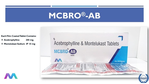 Acebrophylline (sustained-release) 200mg, Montelukast 10mg and Fexofenadine 120mg | Tablet