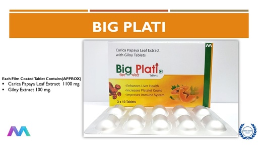 Carica Papaya Leaf Extract 1100 mg + Giloy Extract 100 mg | Tablet