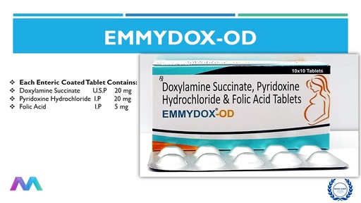 Doxylamine Succinate 20mg + Pyridoxine HCL 20mg + Folic Acid 5mg | Tablet