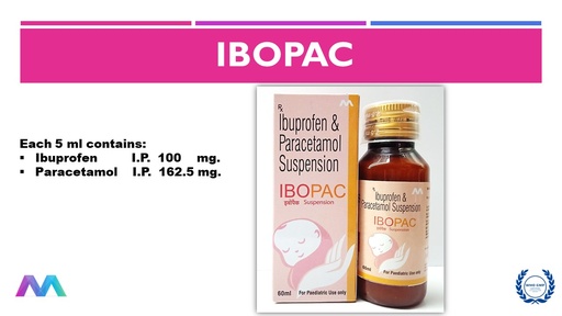 Ibuprofen 100mg + Paracetamol/Acetaminophen 162.5mg | Oral Suspension