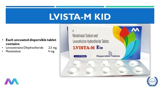 Levocetirizine 2.5mg + Montelukast Sodium 4mg Dispersible Tablet