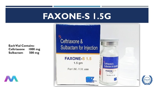 Ceftriaxone 1000 Mg + Sulbactam 500 Mg | Injection