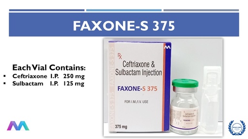 Ceftriaxone 250 Mg + Sulbactam 125 Mg | Injection