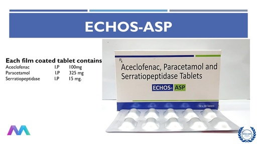Aceclofenac 100 Mg + Paracetamol 325 Mg + Serratiopeptidase 15 Mg