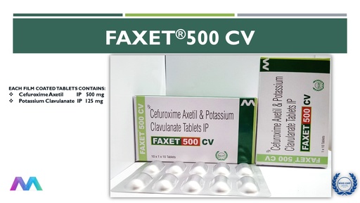 Cefuroxime 500 mg + Potassium Clavulanic 125 mg
Tablet