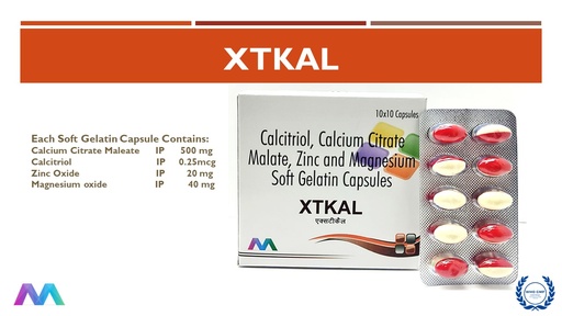 Calcitrol 0.25 mcg + Calcium Citrate Malate 500 mg + Magnesium Oxide 50 mg +Zinc 7.5 mg